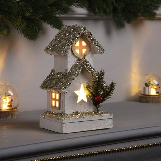 Фигура деревянная «Хижина», 23×10х13 см, 3 LED, батарейки AAx2 (не в комплекте), свечение теплое белое