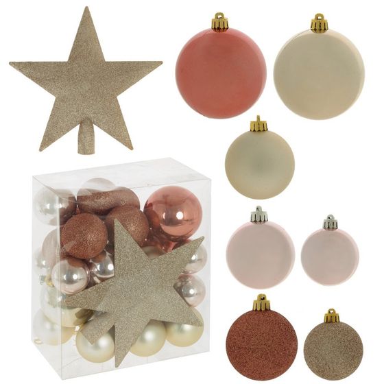 Набор из 31шт Украшение новогоднее &quot;Шары и звезда&quot;, D 8 см, L21 W13 H25 см
