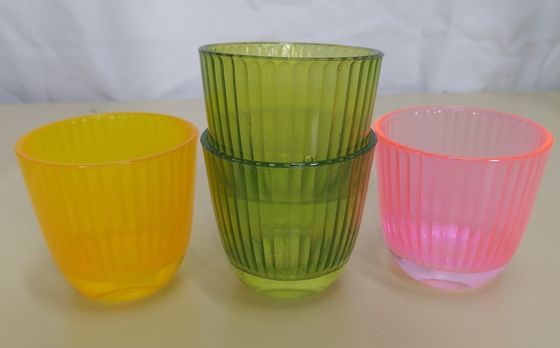 !09 Подсвечник 2 штуки "Балтика" 7х7 см, 140 мл.внутреннее рифление цвет микс