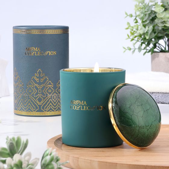 Свеча ароматическая в стакане &quot;Aroma collection&quot;, 260 г, белый чай, в тубусе, соевый воск