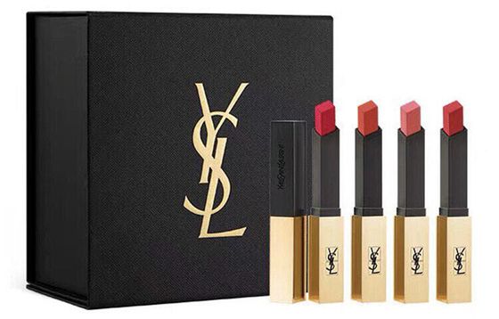 SAINT LAURENT Little Gold Bar Lipstick Classic Box Makeup Sets Velour Matte Mist Complexion Pack Of Four