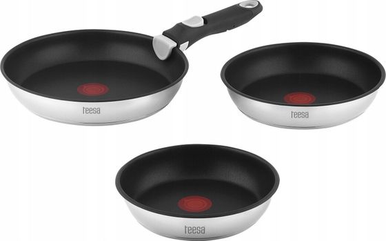 Patelnia Teesa Zestaw patelni z odłączaną rączką 22cm , 24cm 28 cm TEESA FRYING PANS SINGLE HAND