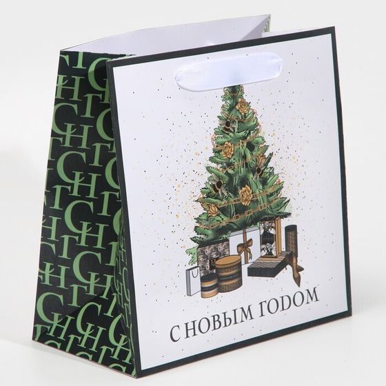 !Пакет ламинированный 2 штуки квадратный «Подарочки под елкой», 22 × 22 × 11 см