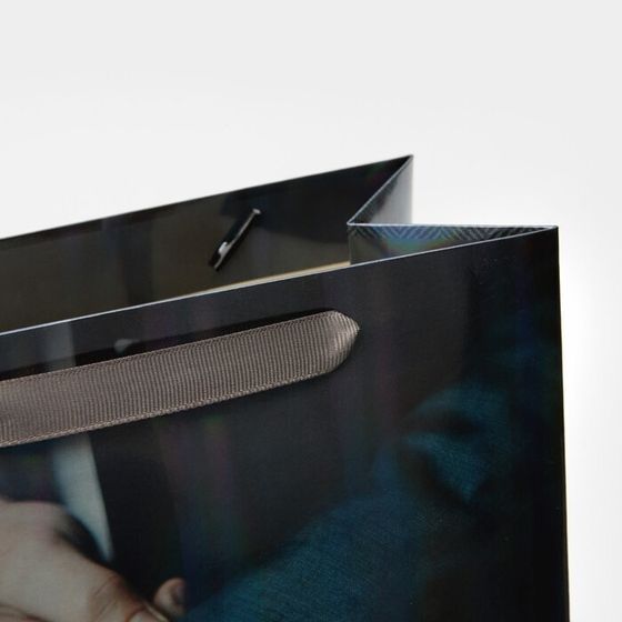 !09 Пакет ламинированный (набор 4 штуки) «Никогда не сдавайся» радужная голография, ML 23 х 27 х 11,5 см