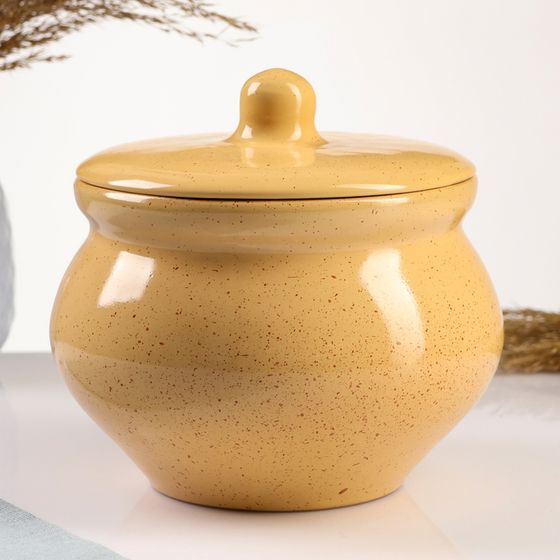Горшочек для запекания Борисовская керамика «Каракум», 1,3 л, 13×16 см, жёлтый