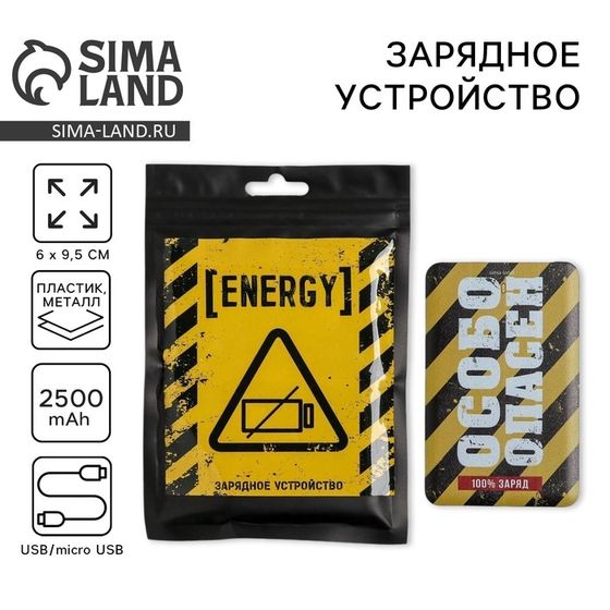 Зарядное устройство «Особо опасен», 2500 mAh, 6 х 9,5 см