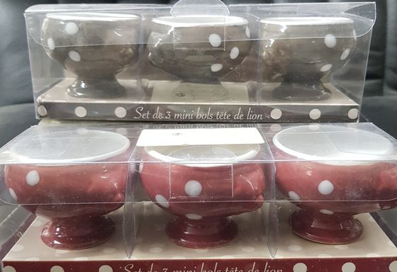 !09 Набор мини-креманок на ножке "Горох" 3 шт., Франция цвет темно серый