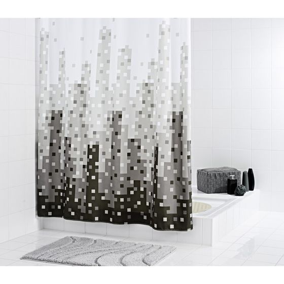 Штора для ванных комнат Skyline, цвет серый, 180х200 см