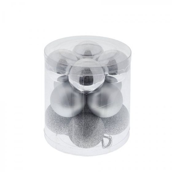 Набор из 12шт, Украшение новогоднее Шар "Серебряный жемчуг", D 4 см, L9,5 W9,5 H10,5 см