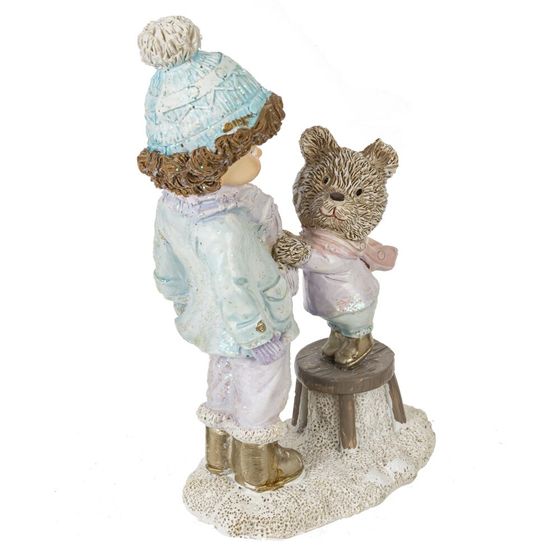 Фигурка декоративная "Мальчик и медвежонок", L9 W5 H13,5 см