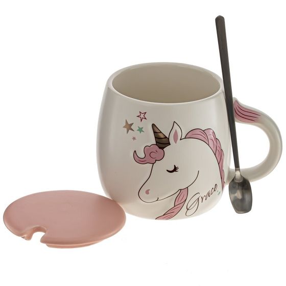 Кружка с крышкой и ложкой, 430 мл, L8,5 W8,5 H9 см, дизайн микс