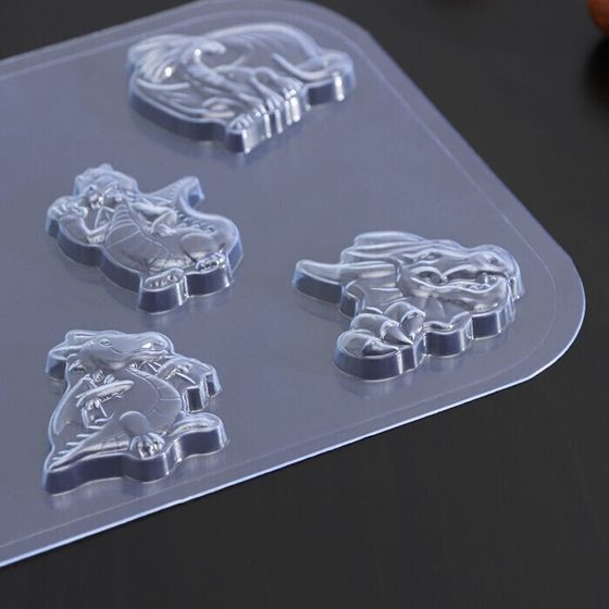 !09 Форма 2 штуки для шоколада и конфет «Драконы», цвет прозрачный