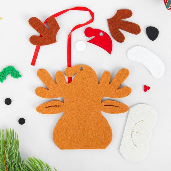 !09 Комплект из 3-х наборов - Ёлочная игрушка из фетра «Новогодний олень», своими руками