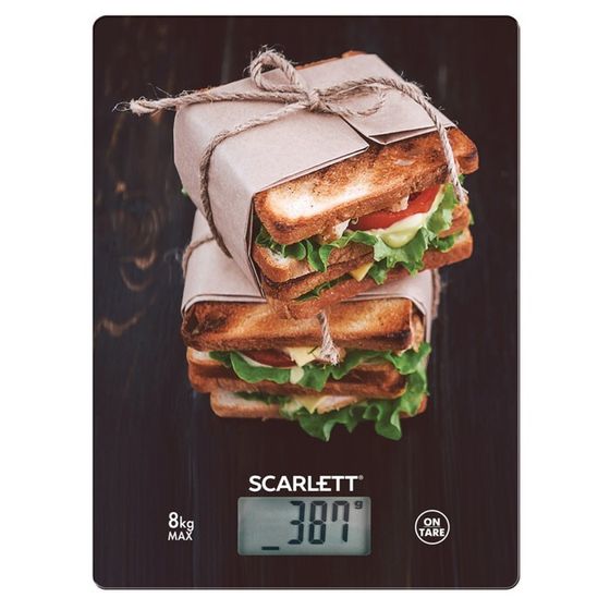 Весы кухонные Scarlett SC-KS57P56, электронные, до 8 кг, рисунок &quot;Бутерброды&quot;