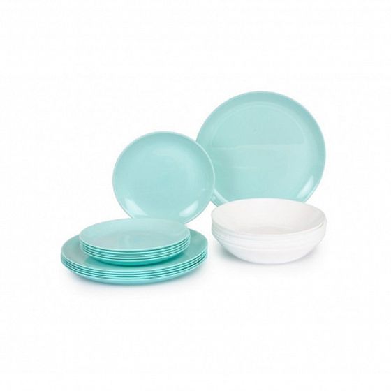 Набор столовый ДИВАЛИ ТЮРКУАЗ&amp;БЕЛЫЙ 18пр