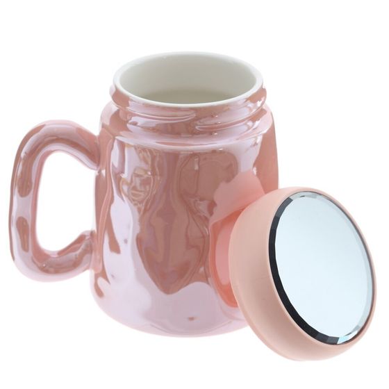 Кружка с крышкой, L6,6 W6,6 H11 см, цвет микс