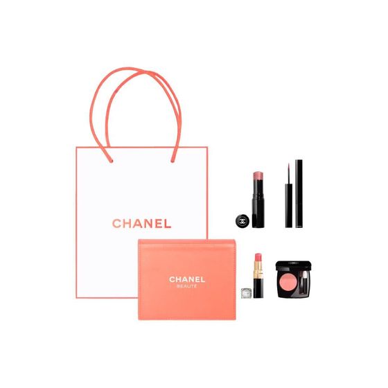 CHANEL Coral Eye Shadow Lipstick Makeup Sets Easy-to-Blend Natural 4-Piece Set