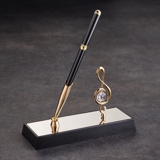 Сувенир Ручка на подставке &quot; Скрипичный ключ &quot;, с 2 прозрачными хрусталиками 16 х 6 х 19 см