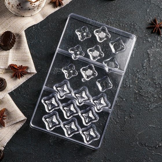 !Форма для шоколада и конфет «В квадрате», 10 ячеек, 20×12×2,5 см, ячейка 3×3 см