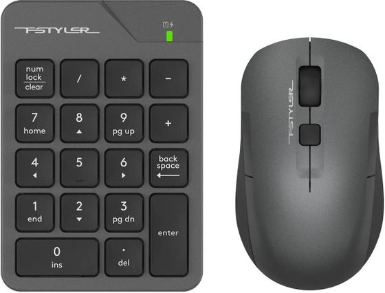 Числовой блок+мышь A4Tech Fstyler FG1600C Air беспроводной серый (FG1600C)