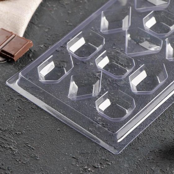 !09 Комплект из 2-х штук - Форма для шоколада и конфет «Самоцветы», 22×11 см, 15 ячеек, цвет прозрачный