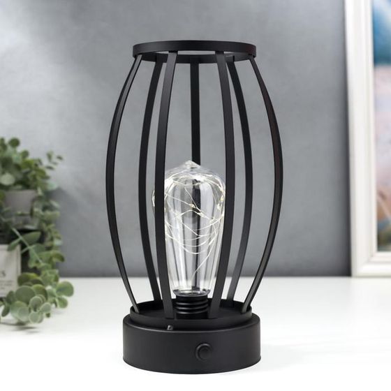 !Ночник лофт 16461/1 LED от батареек 3хАА черный 14х14х25,5 см