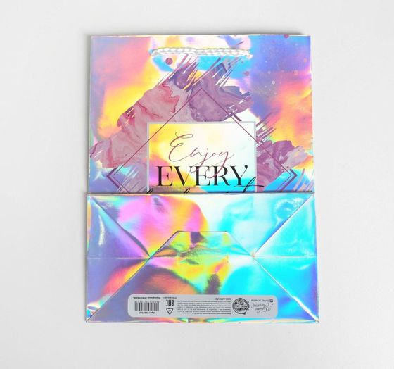!09 Пакет (набор 4 штуки) голография«Enjoy every moment», 18 × 23 × 10 см