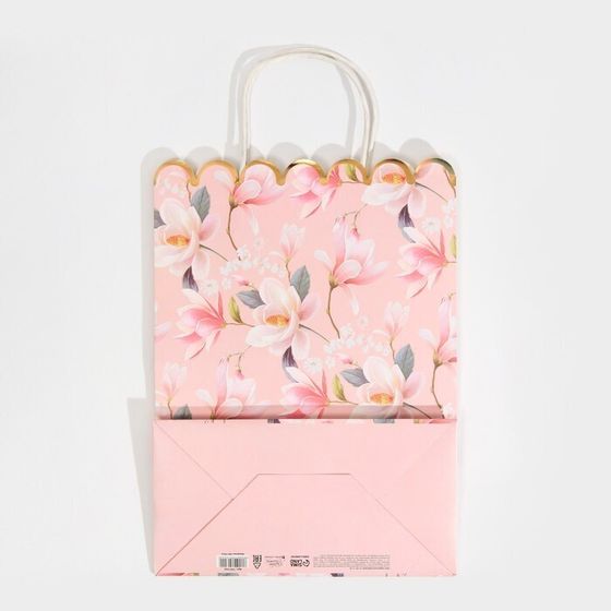 !09 НАБОР 2 ШТУКИ - Пакет подарочный крафтовый, упаковка, «Be happy», 23×30×12 см.