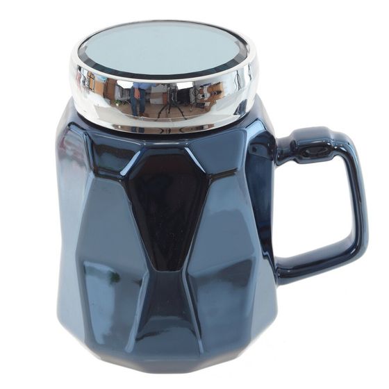 Кружка с крышкой, 550 мл, L13 W9 H13 см, цвет микс