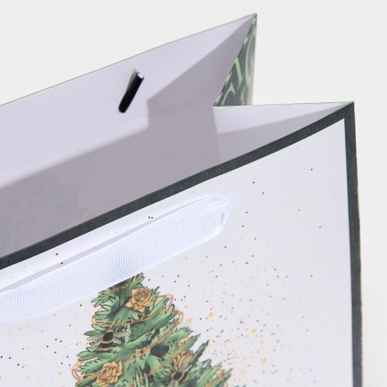 !09 Пакет ламинированный (набор 2 штуки) квадратный «Подарочки под елкой», 22 × 22 × 11 см.