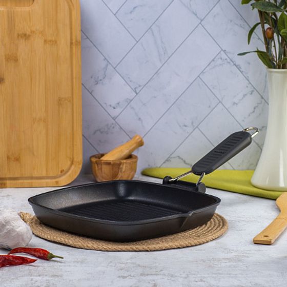 Гриль Saporelax 26x26см со складной силиконовой ручкой GREY