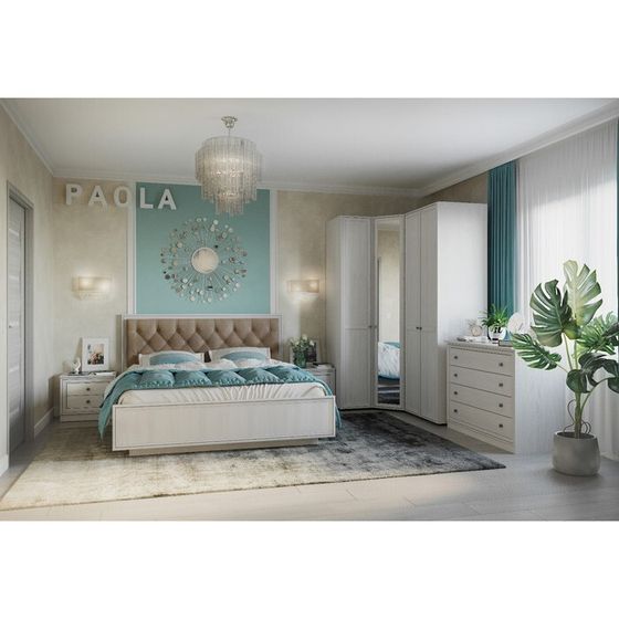 Кровать Люкс Paola 307 с ПМ, 1600 × 2000 мм, цвет ясень анкор светлый / brown grey патина