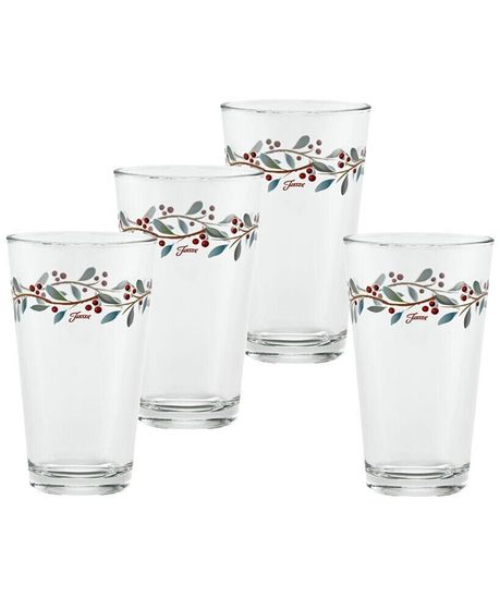 Nutcracker Holly Tapered Cooler Glasses, Set of 4