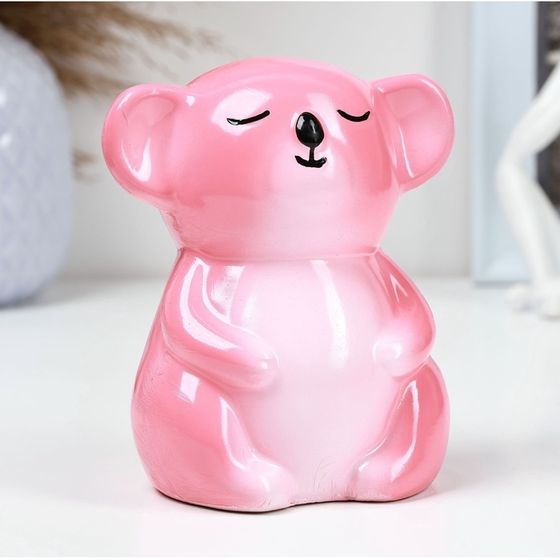 Копилка для денег «Коала», гипс, 13×10 см, розовая