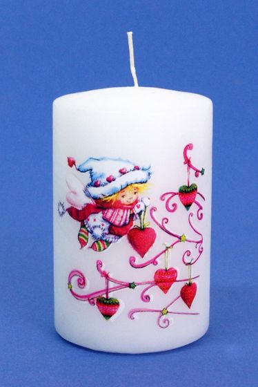 !09 Набор свечей 2 штуки - Свеча "Ангелок" 6x6x10 см., цвет белый