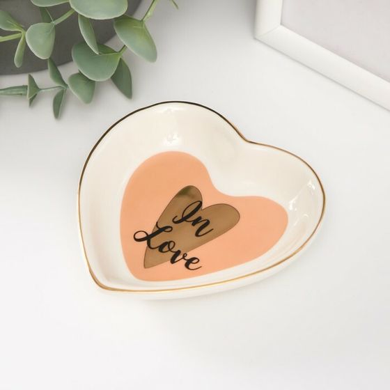 Сувенир керамика подставка под кольца &quot;Сердце. В любви&quot; 10,5х10х2 см