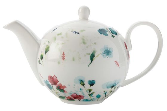 Чайник заварочный, 1 л, фарфор P, белый, Акварельные цветы, Primavera