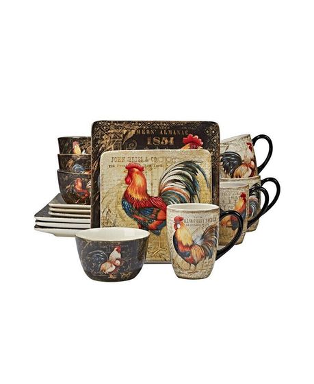 Gilded Rooster 16-Pc. Dinnerware Set