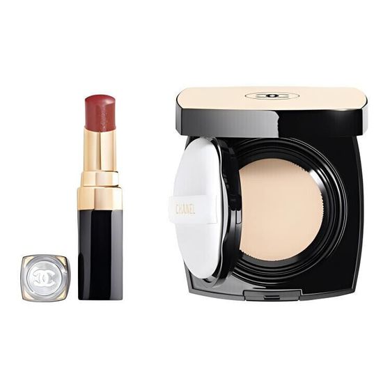 CHANEL Luminous Lip Gloss+Cushion Foundation Makeup Sets Shiny No-Makeup Adherent Non-Cakey