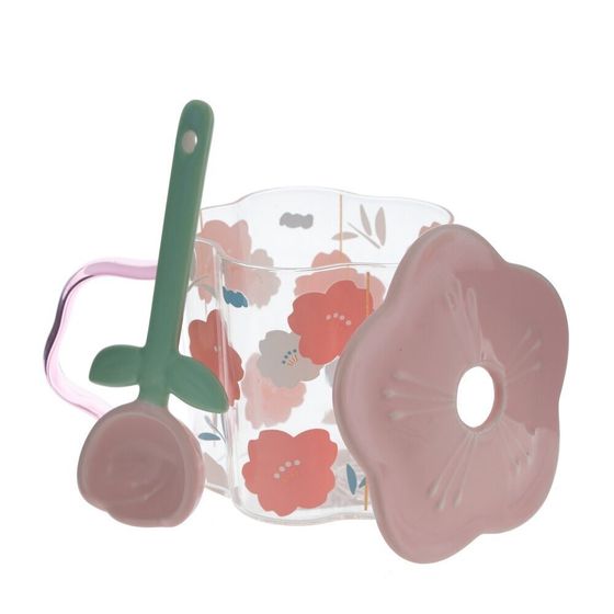 Кружка с крышкой и ложкой, 450 мл, L14 W11 H10,5 см