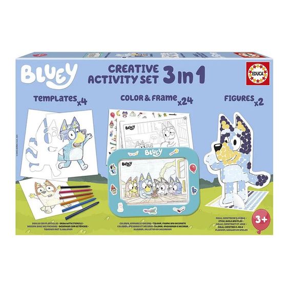 EDUCA Set 3 In 1 Frame Bluey Creative Activity Set Puzzle