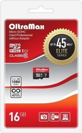 Карта памяти microSDHC 16GB Oltramax OM016GCSDHC10UHS-1-ElU1 w