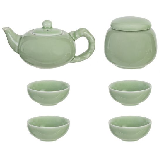 Набор для чайн церем на 4 перс, (чайник 220мл, 4 чашки 45мл, емкость/чая, подставка), L22 W22 H11 см