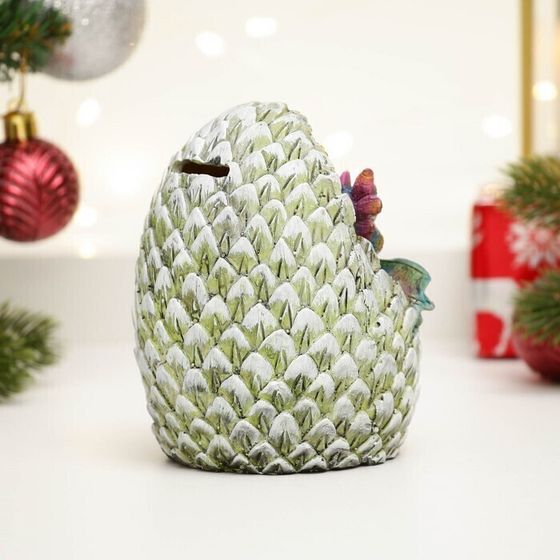 !09 Копилка &quot;Дракон в яйце с монетками&quot; синяя, 9х9х10,5 см.