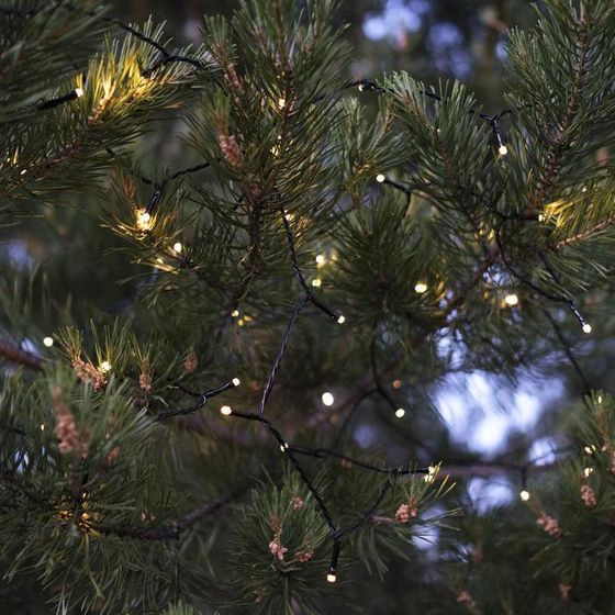 !Гирлянда «Нить» 10 м, IP44, УМС, тёмная нить, 100 LED, свечение тёплое белое, 220 В