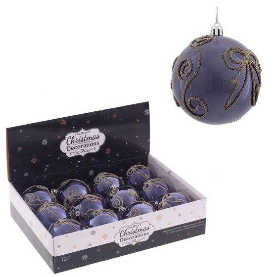 Набор из 12шт Украшение новогоднее "Шар", D 8 см, L35 W27 H8,5 см