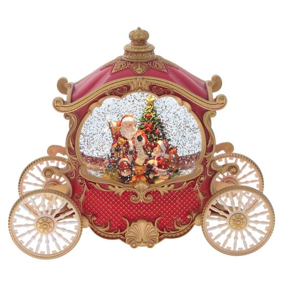 Изделие декоративное &quot;Дед Мороз в карете&quot; (подсвет, вьюга, 3хААА н/п +USB), L26 W11 H22 см
