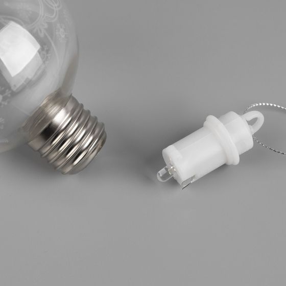 !09 Набор ёлочных шаров «Игра искр», 3 шт., 8×10 см, 1 LED, от батареек, свечение тёплое белое