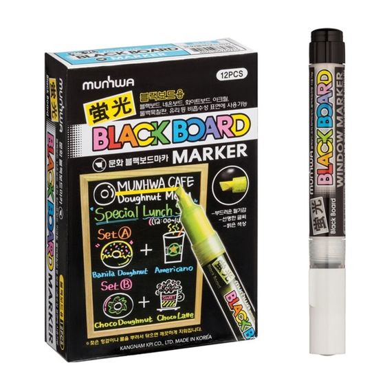 Маркер меловой MunHwa &quot;Black Board Marker&quot;, 3.0 мм, пулевидный, водная основа, белый