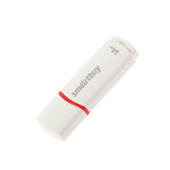 Флешка Smartbuy Crown White, 64 Гб, USB2.0, чт до 25 Мб/с, зап до 15 Мб/с, белая